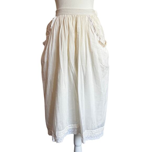 Wilfred Dresses & Skirts - Wilfred (Aritzia) Lace-Trim Cotton-Silk Midi Skirt Romantic Vintage Style Size 4